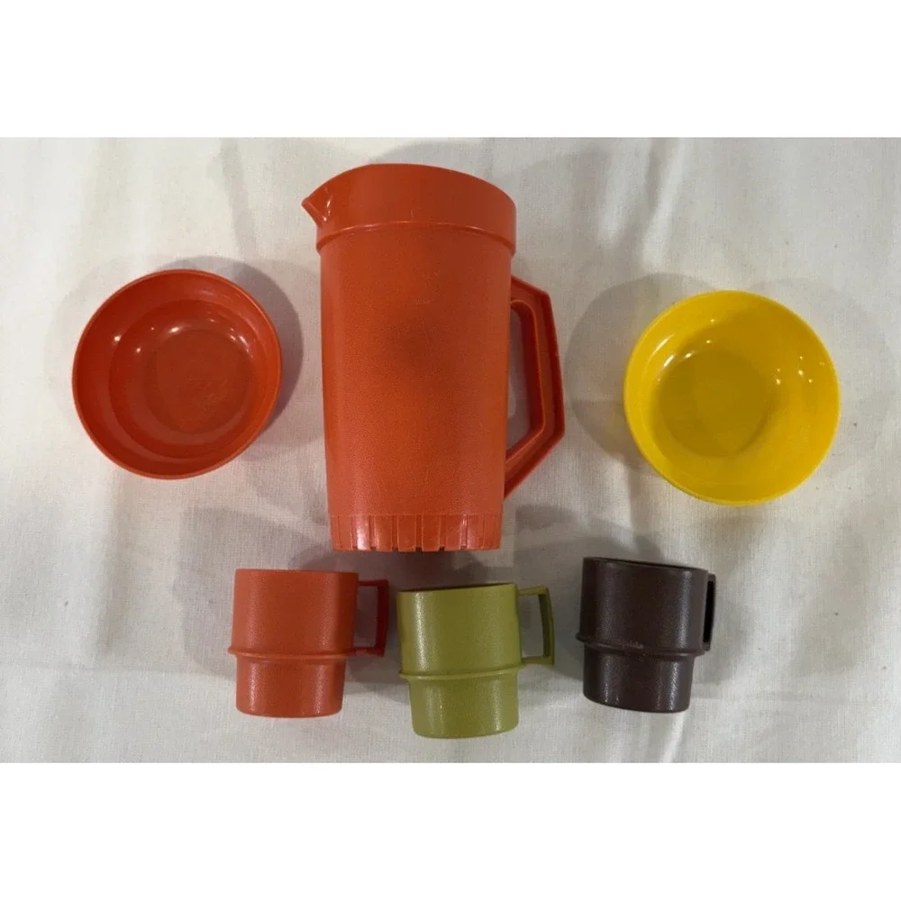 Tupperware Kids Play Toy Mini Serve It Pitcher Mug Cereal Bowl Set of 6 Items